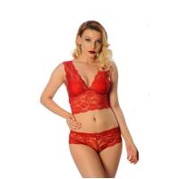 Kırmızı Bralet Dantelli Sütyen Takım (2 Parça) (6255K)