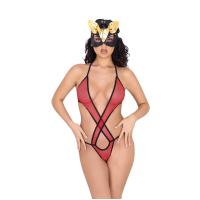 Kırmızı Likralı Tül Bodysuit (935K)